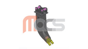 FLEXI SYSTEM GODET BANANE 150MM PELLE JUSQU'A 5,5T AVEC OREILLES AXES 45mm FIXES
